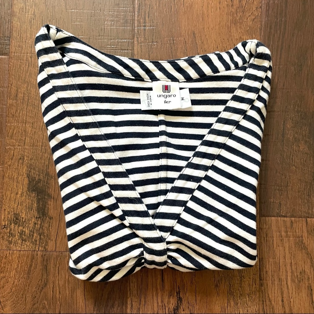 EMANUEL UNGARO ter navy blue/white short sleeve top, size M - Picture 5 of 10